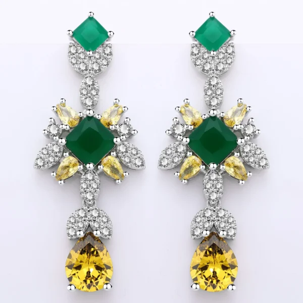 Luxury Wedding Jewelry Set for Women Bride Gift Bridal 4-piece Drop Necklace Jewelry Set with Green CZ Zirconia - Image 4