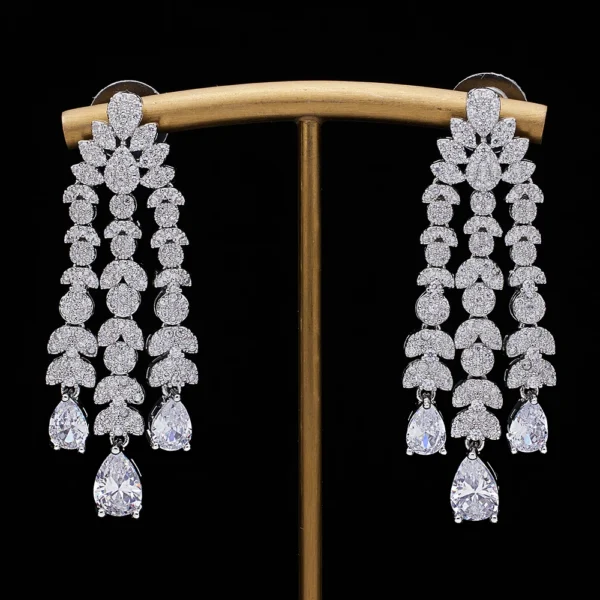 Famous Tassel Necklace Earrings Set Cubic Zircon Jewelry Set Dubai Bridal Jewelry Sets Wedding Party Gift Brides Accessories - Image 8