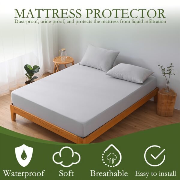 Ultra-Soft & Breathable Mattress Protector - High Elasticity, Easy-Clean Solid Color Fitted Sheet for Bedroom, Guest Room, Hotel, Dorms (No Pillowcase or Insert) - Image 2