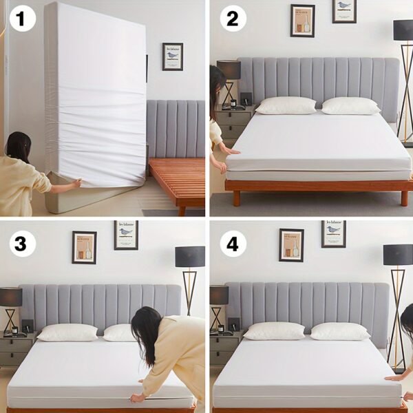 1pc 6-Sided Full Mattress Protector with Zipper, Deep Pocket Fitted Sheet Protector, Multiple Sizes Suitable for Single Bed/Double Bed - Image 10