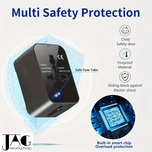 1pc Compliance Certification Travel Adapter,US/EU/UK/AU Plug,Worldwide All In One Design,Universal Interface Phone Tablet Wall Charger,Cover More Than 150 Countries,For iPhone,Samsung,Xiaomi,Android,Ipad,Car,etc,Perfect Holiday Gift. - Image 3