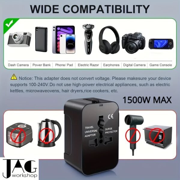 1pc Compliance Certification Travel Adapter,US/EU/UK/AU Plug,Worldwide All In One Design,Universal Interface Phone Tablet Wall Charger,Cover More Than 150 Countries,For iPhone,Samsung,Xiaomi,Android,Ipad,Car,etc,Perfect Holiday Gift. - Image 10
