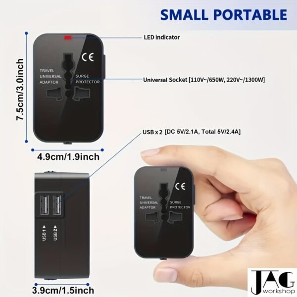 1pc Compliance Certification Travel Adapter,US/EU/UK/AU Plug,Worldwide All In One Design,Universal Interface Phone Tablet Wall Charger,Cover More Than 150 Countries,For iPhone,Samsung,Xiaomi,Android,Ipad,Car,etc,Perfect Holiday Gift. - Image 2