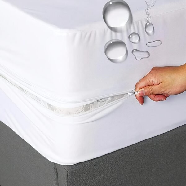 1pc 6-Sided Full Mattress Protector with Zipper, Deep Pocket Fitted Sheet Protector, Multiple Sizes Suitable for Single Bed/Double Bed