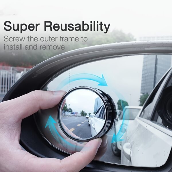 2pcs Blind Spot Mirrors HD Glass Convex Lens 360° Adjustable Round Mirror Universal for Vehicles Car Turntable Design - Image 7